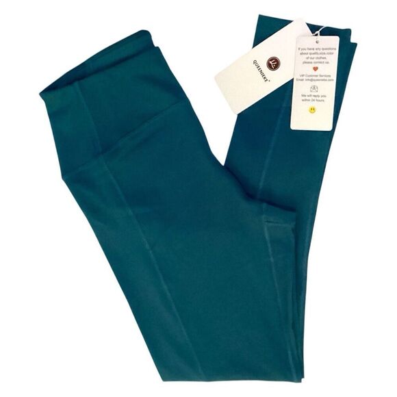 Athletic Teal Leggings By Queenieke Ninth Power Flex High Waist Size Small - Picture 1 of 7